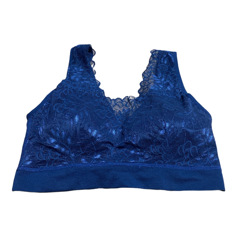 Designer Womens Laces Bra With Removable Pads Size:1X Color:Navy Blue